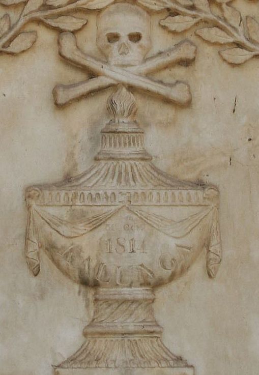 A section of the gravestone of Gillespie's grave